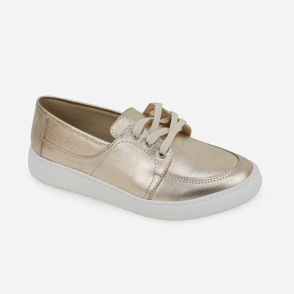 Tenis Sneakers ima de cuero para mujer - Oro