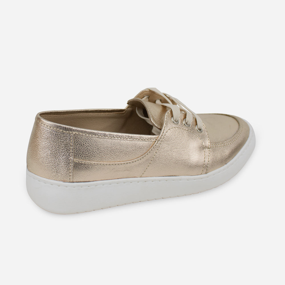 Tenis Sneakers ima de cuero para mujer - Oro