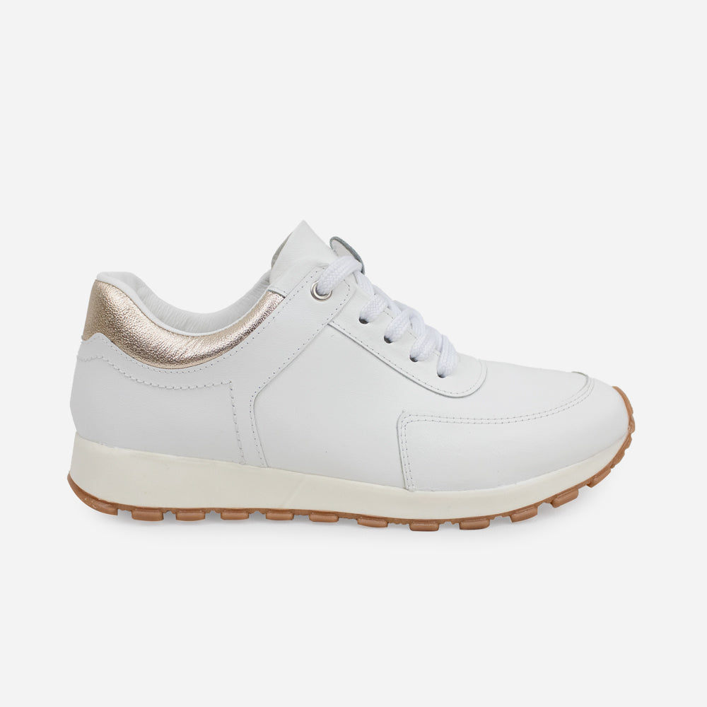 Tenis Sneakers bromelias de cuero para mujer - Blanco