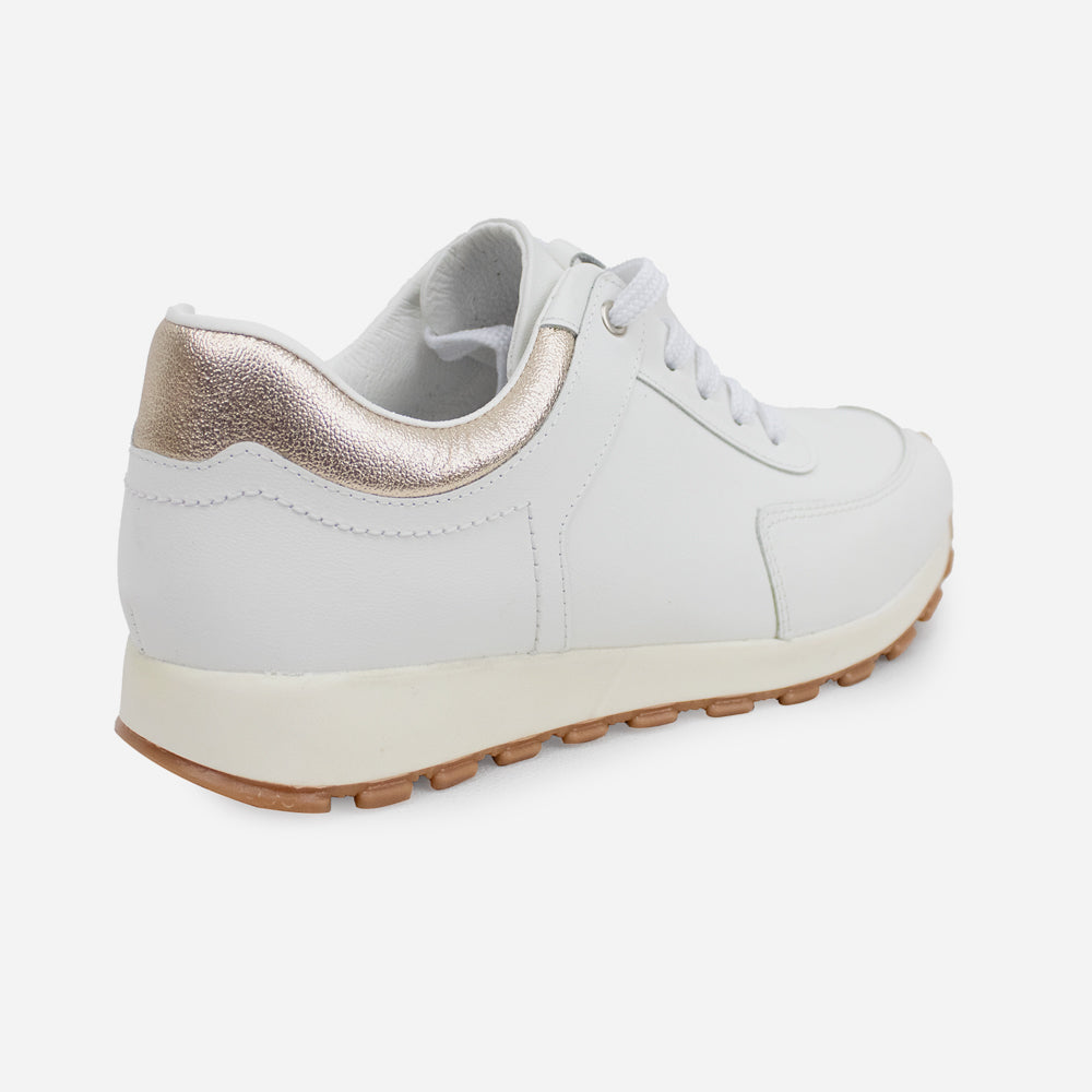 Tenis Sneakers bromelias de cuero para mujer - Blanco