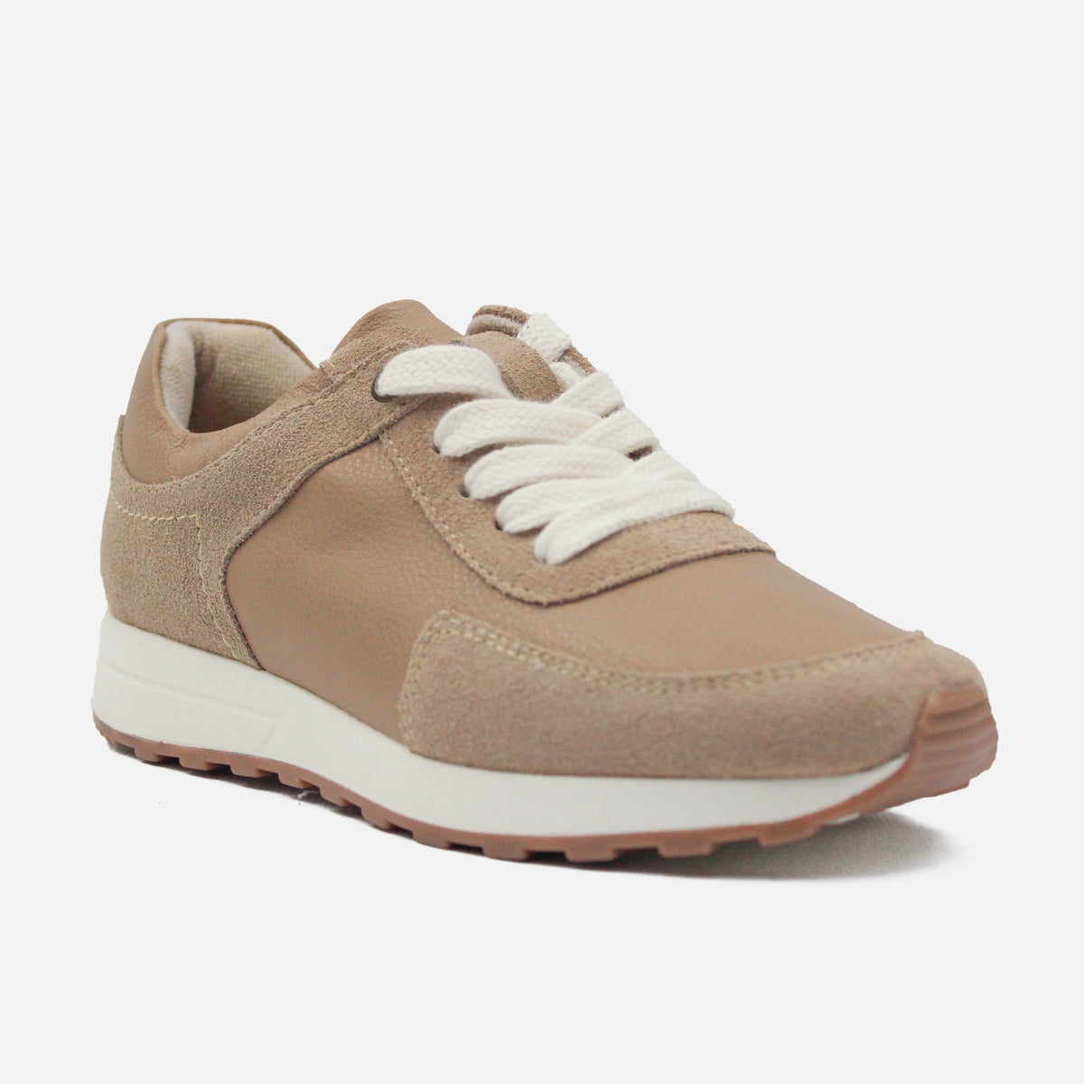 Tenis bromelias de cuero carnaza para mujer - Taupe