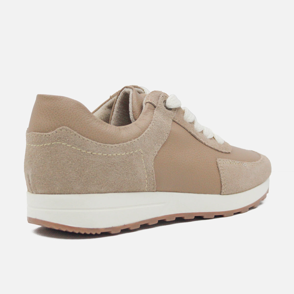 Tenis bromelias de cuero carnaza para mujer - Taupe