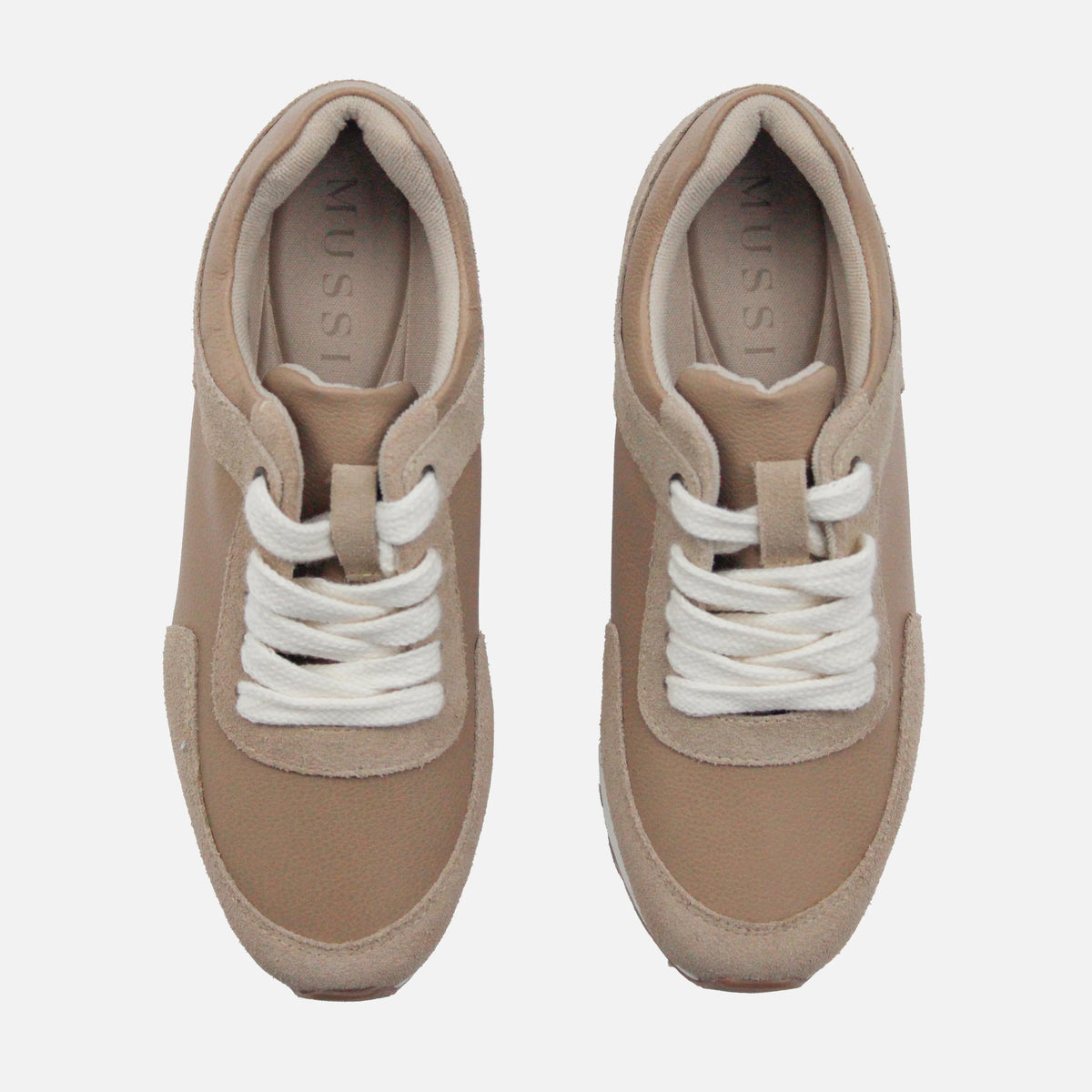 Tenis bromelias de cuero carnaza para mujer - Taupe