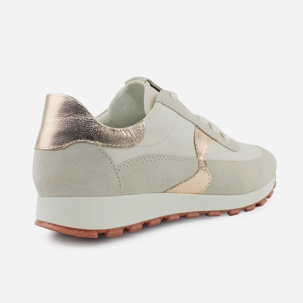 Tenis Sneakers juno de cuero carnaza para mujer - Hueso