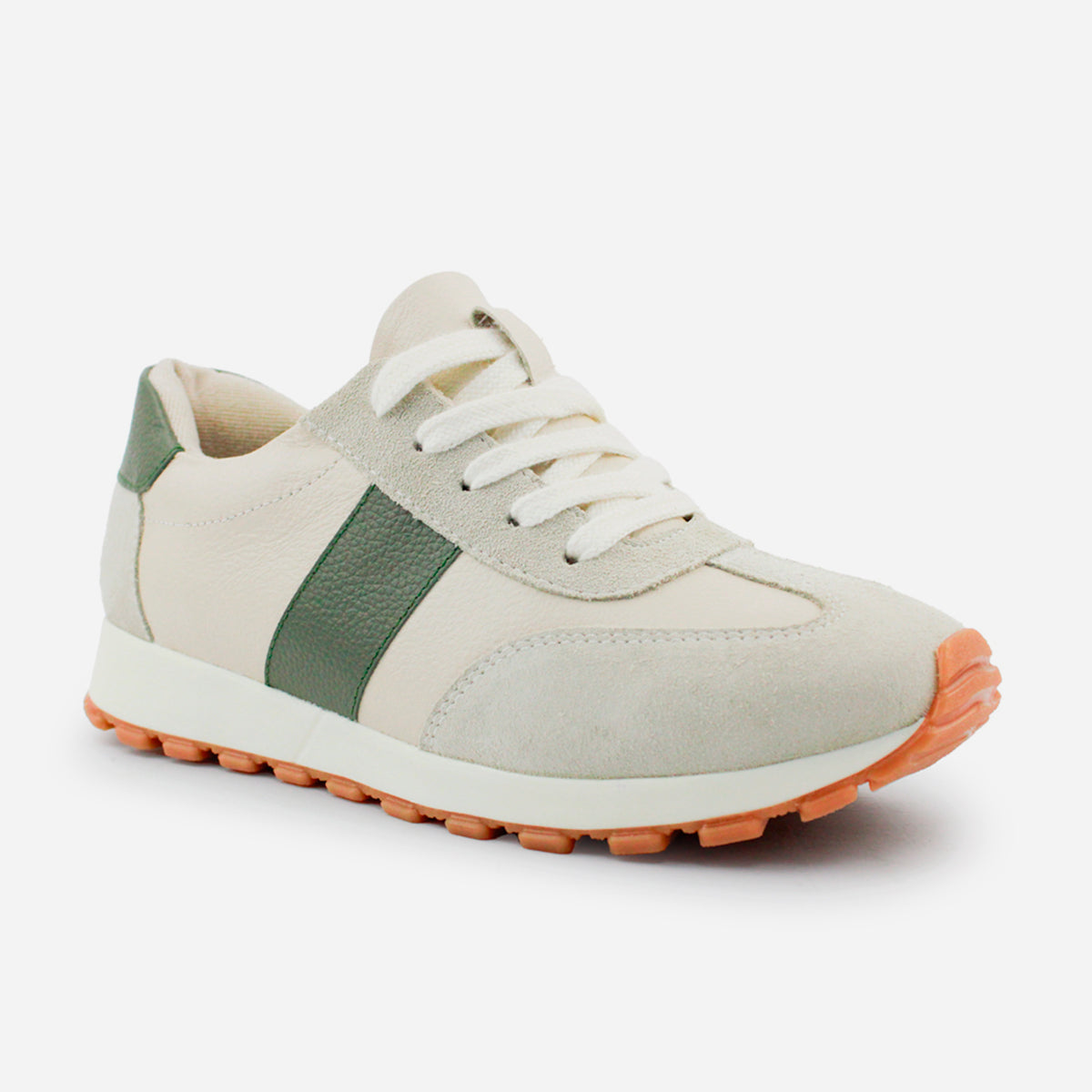 Tenis Sneakers glyn de cuero carnaza para mujer - Verde