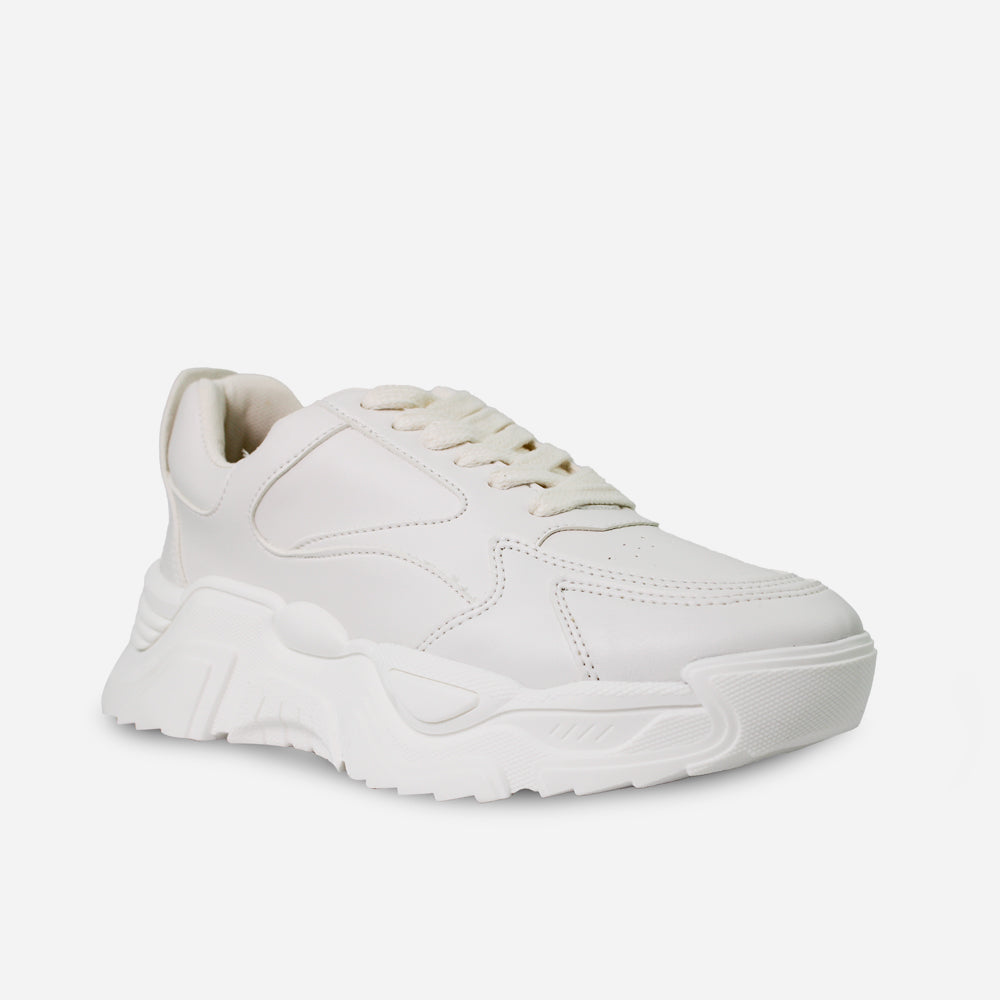 Tenis con plataforma blanca de sintético para mujer - Hueso