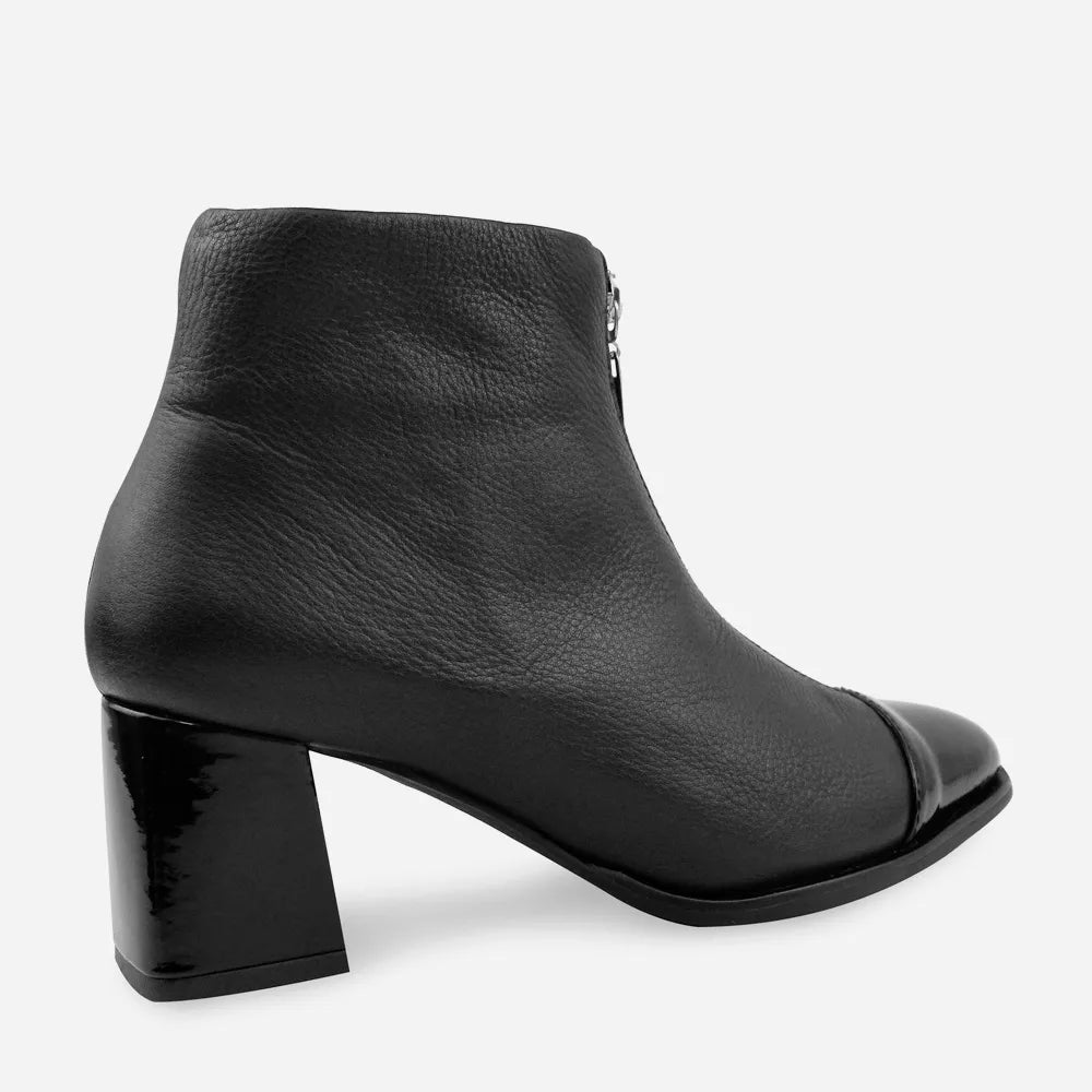 Botin tacon olimpia de cuero para mujer - Negro