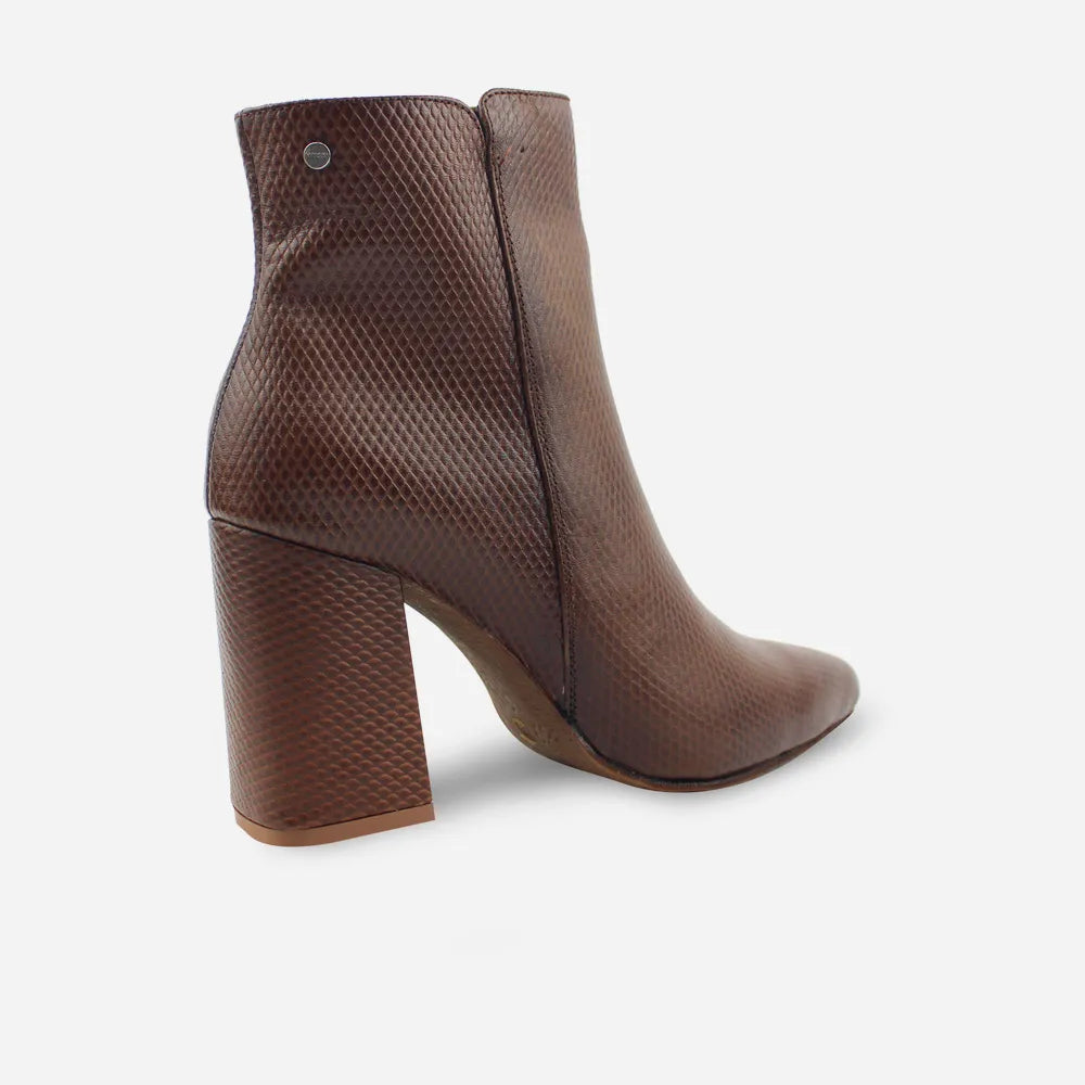 Botin tacon verita de cuero para mujer - Café