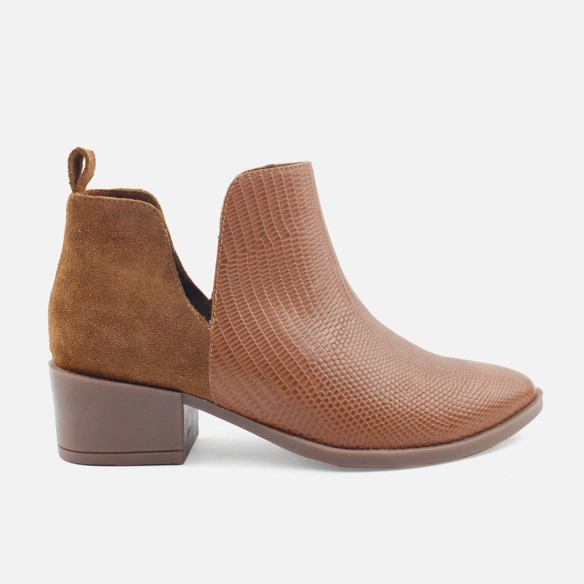 Botin plano lune de cuero para mujer - Miel