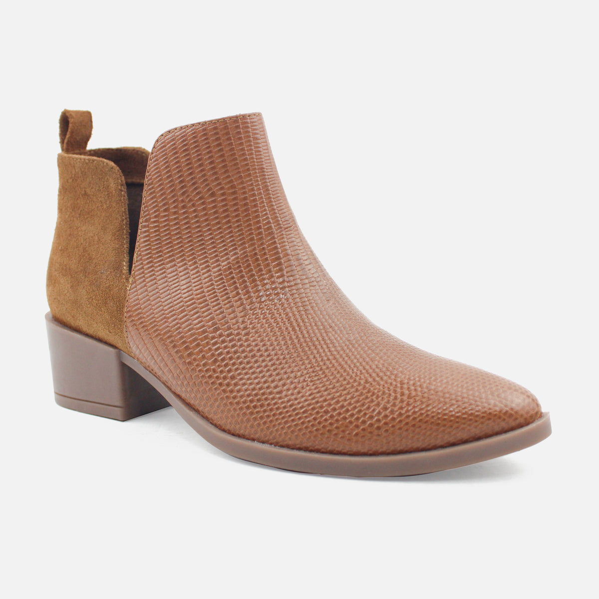 Botin plano lune de cuero para mujer - Miel