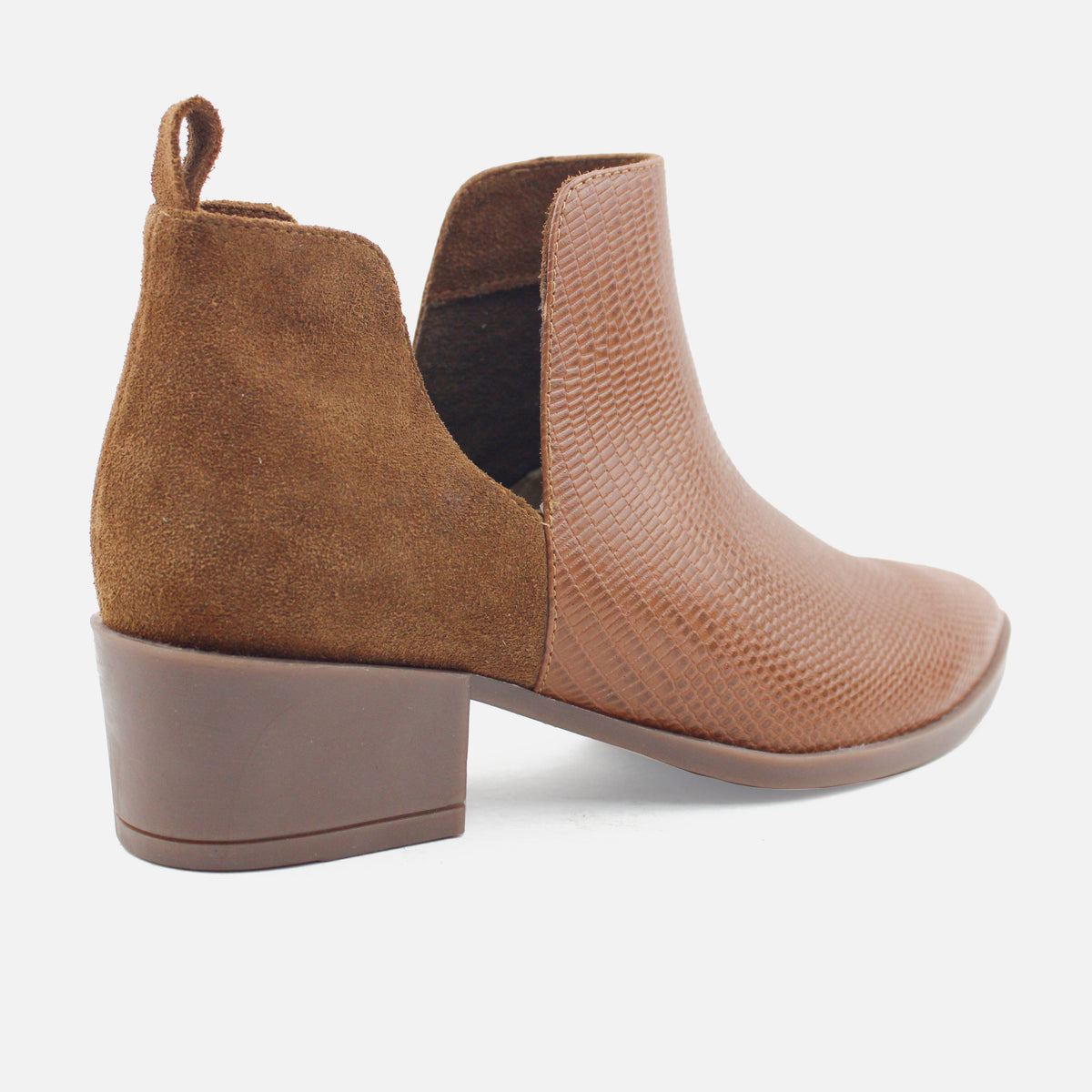 Botin plano lune de cuero para mujer - Miel