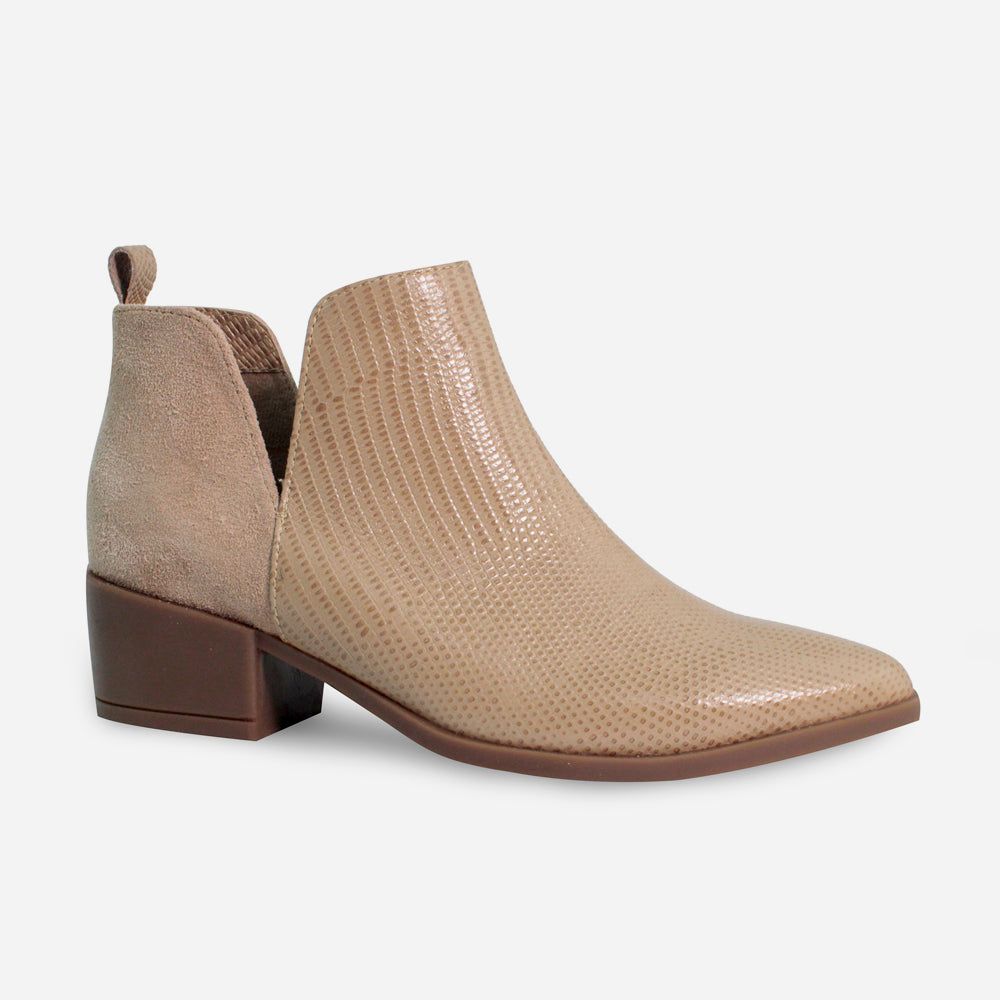 Botin plano lune de sintético para mujer - Taupe