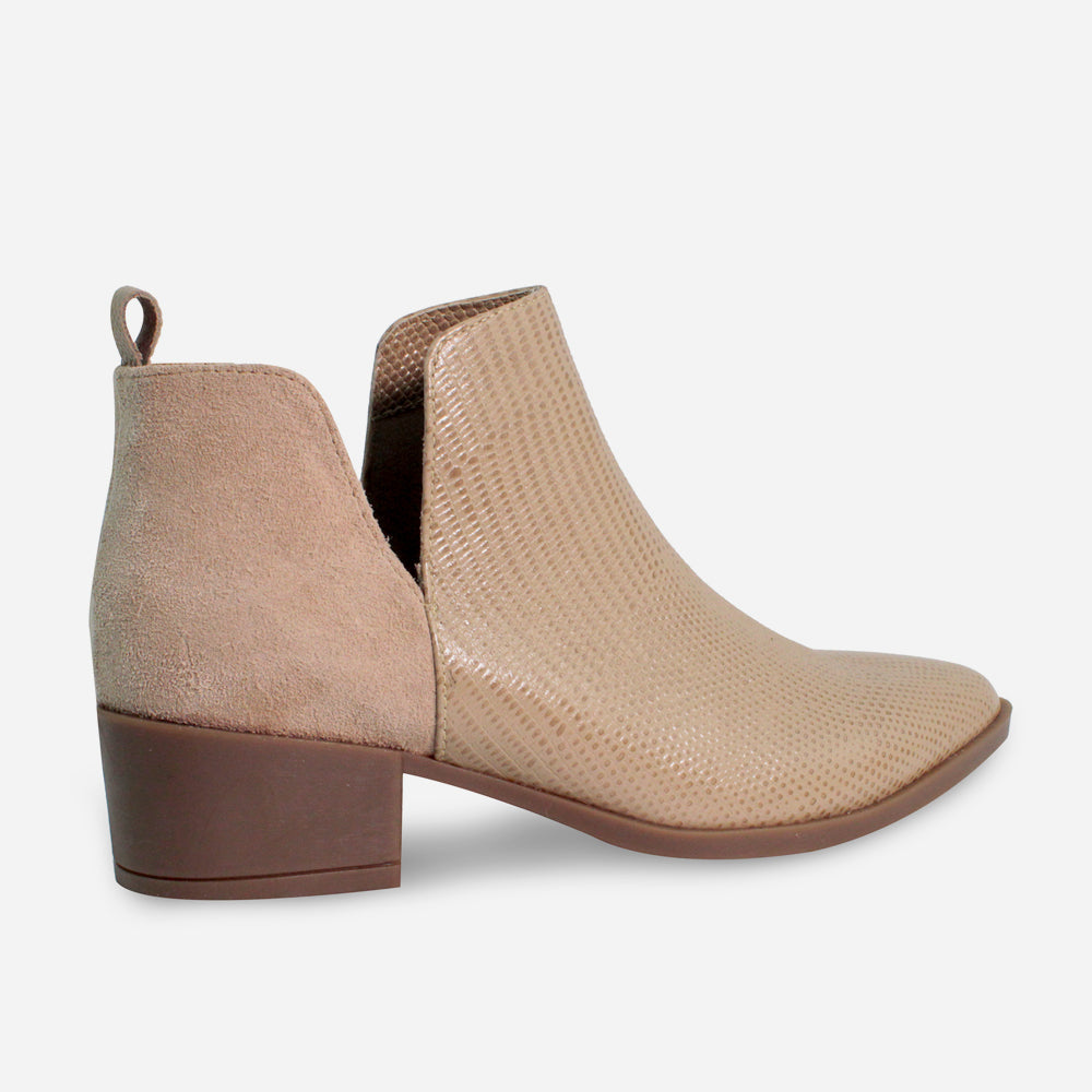 Botin plano lune de sintético para mujer - Taupe