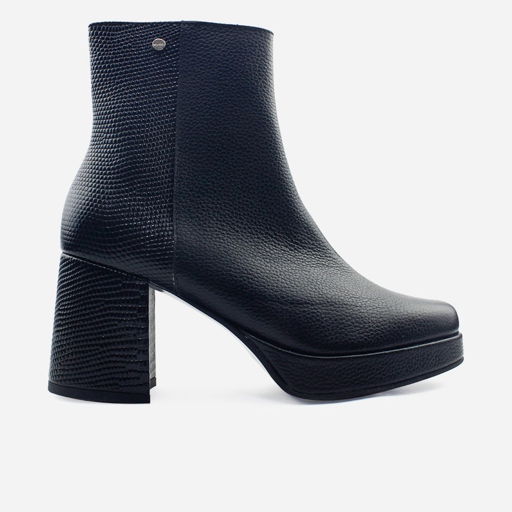 Bota plataforma renata de cuero para mujer - Negro