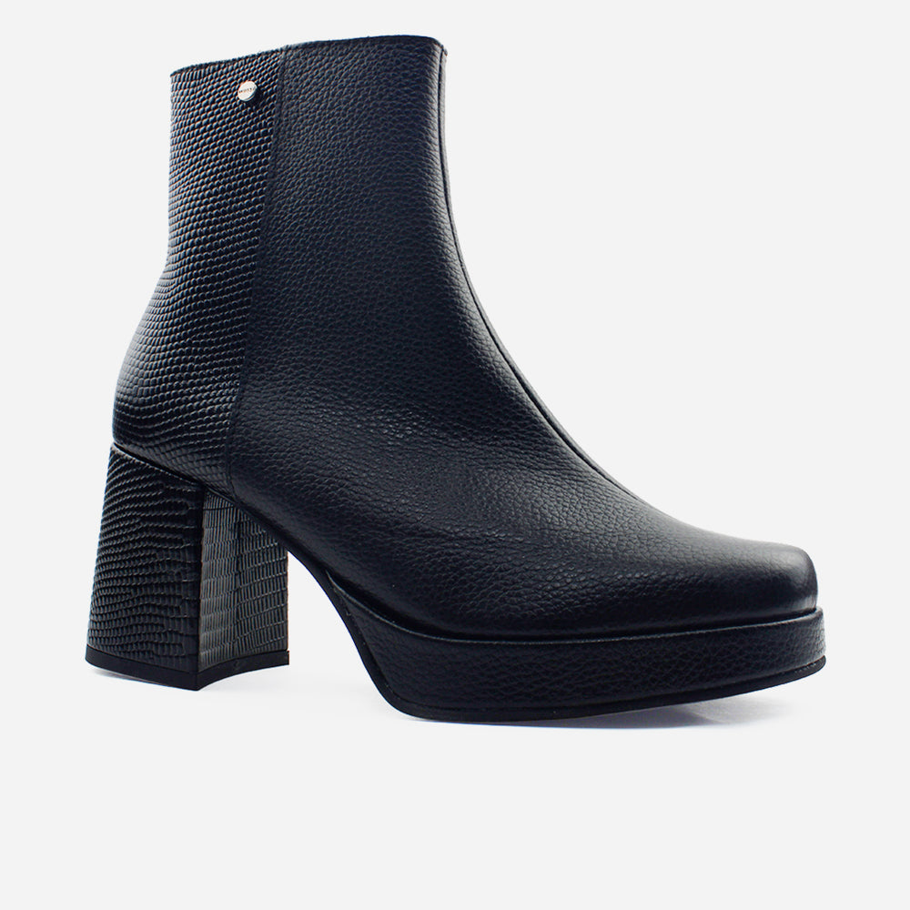 Bota plataforma renata de cuero para mujer - Negro