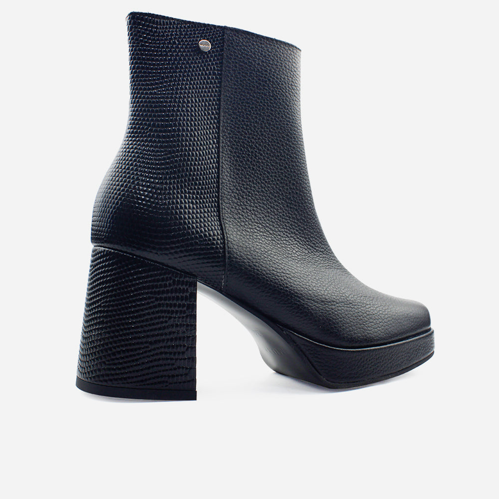 Bota plataforma renata de cuero para mujer - Negro