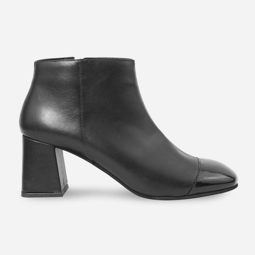 Botin tacon night de cuero para mujer - Negro