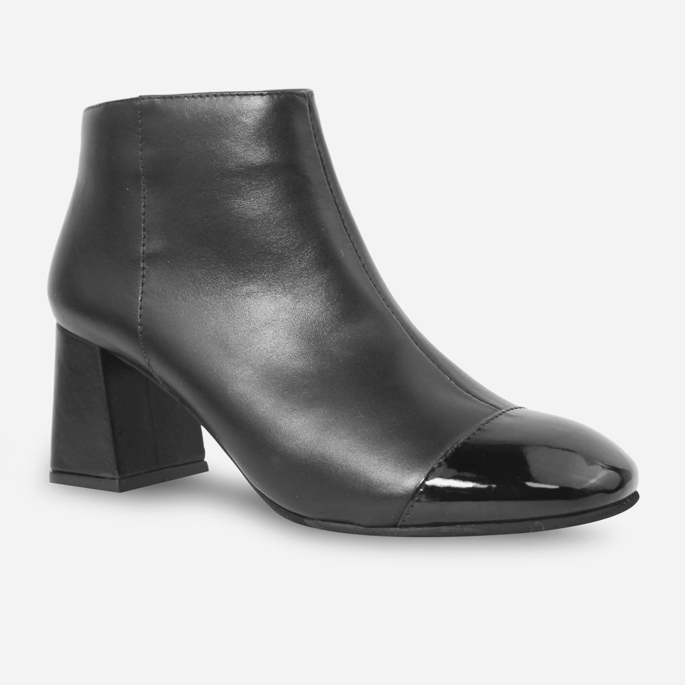 Botin tacon night de cuero para mujer - Negro