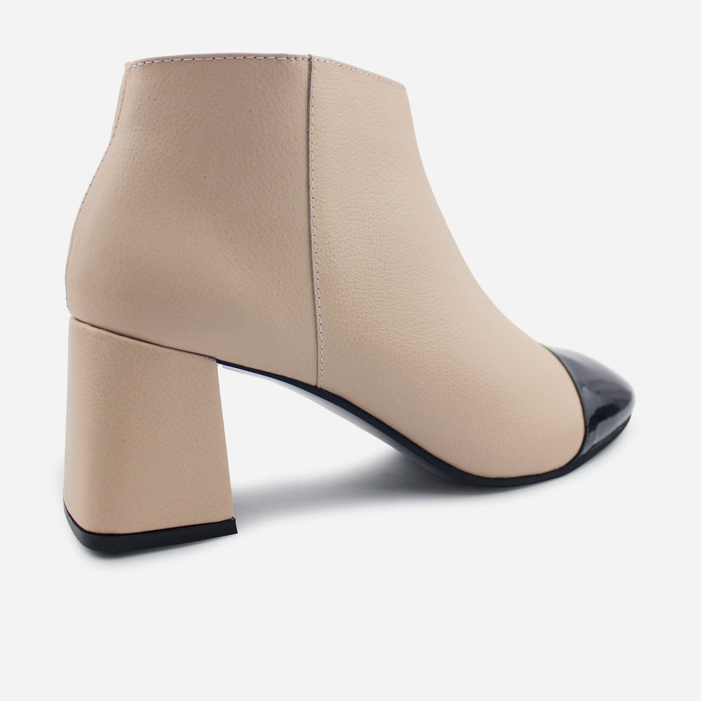 Botin tacon night de cuero para mujer - Hueso