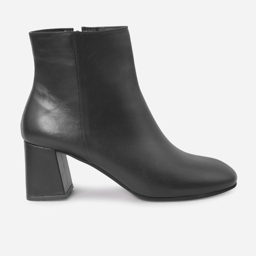 Botin tacon emma de cuero para mujer - Negro