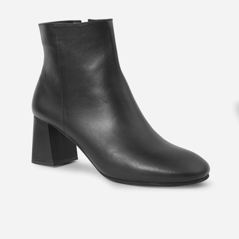 Botin tacon emma de cuero para mujer - Negro