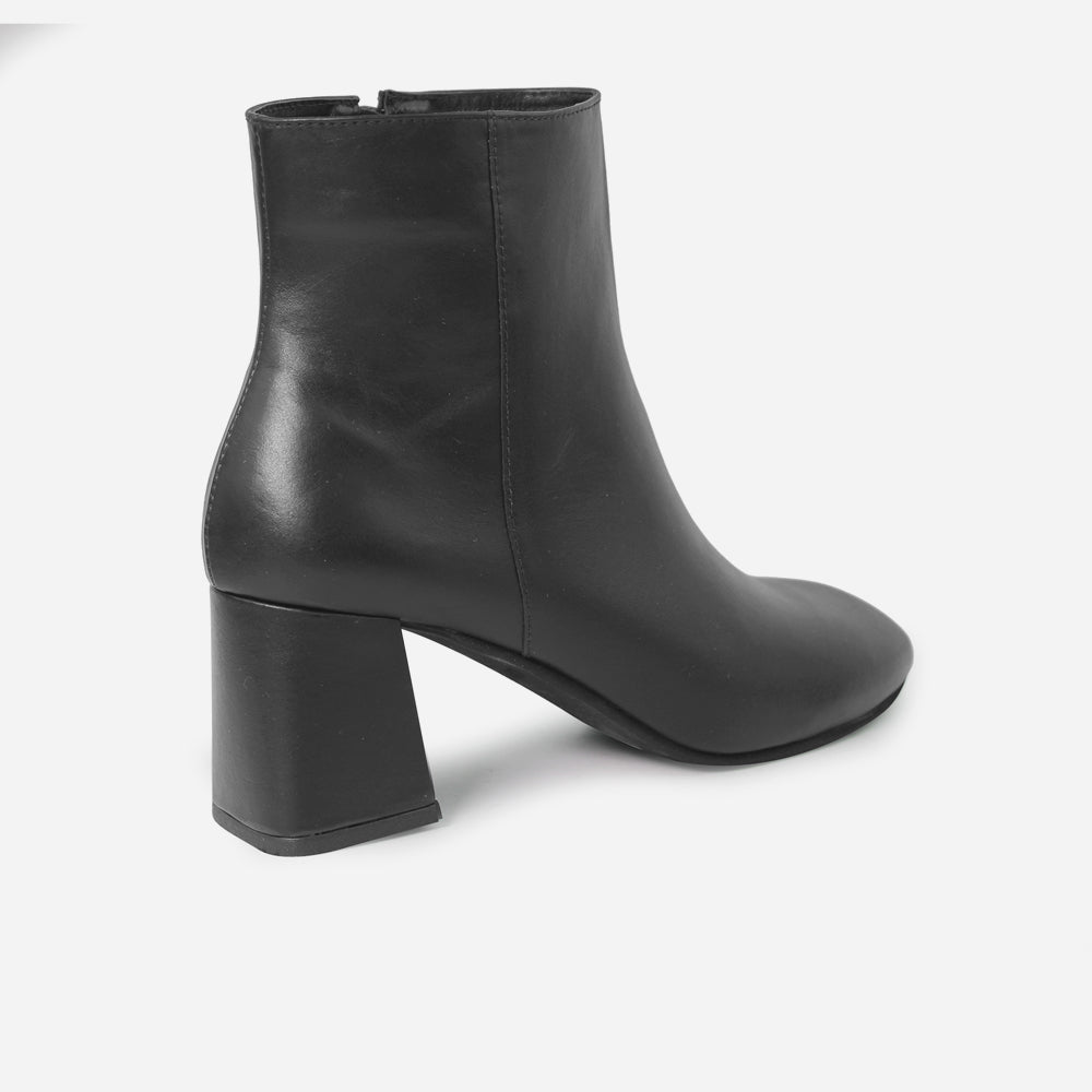 Botin tacon emma de cuero para mujer - Negro