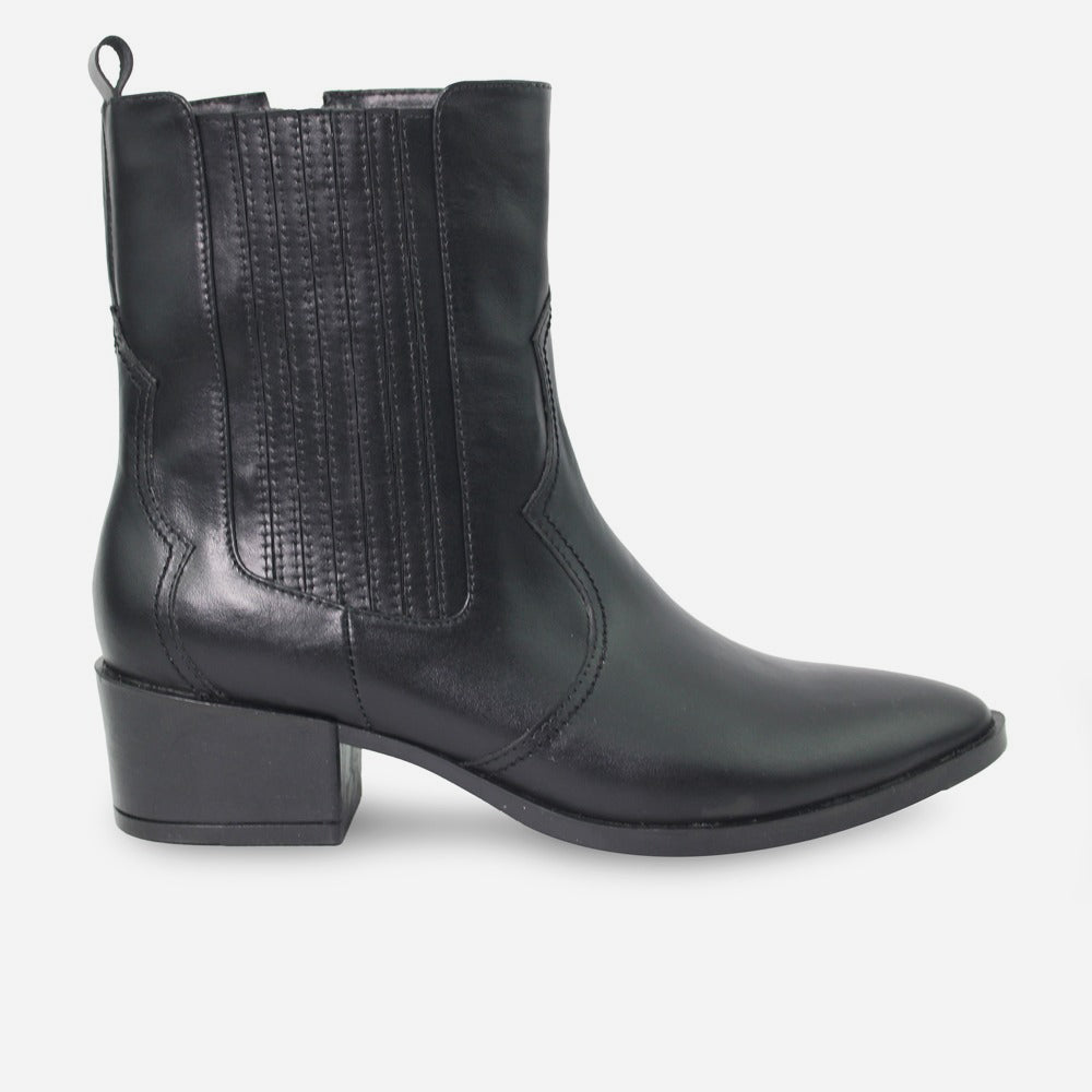 Botin tacon chicago de cuero para mujer - Negro