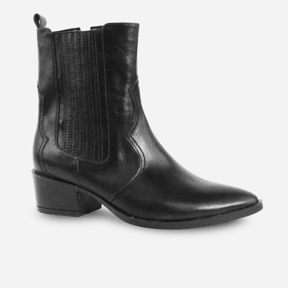 Botin tacon chicago de cuero para mujer - Negro