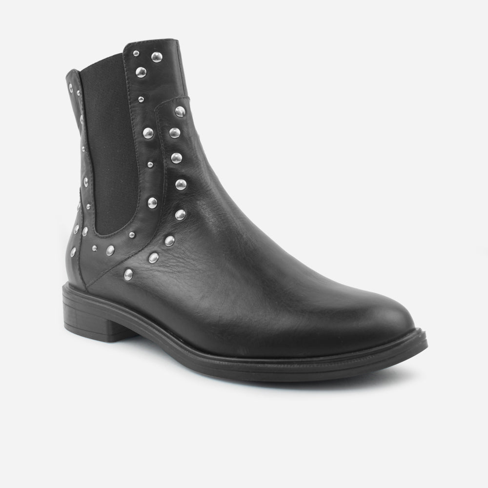 Botin plano scarlett de cuero para mujer - Negro