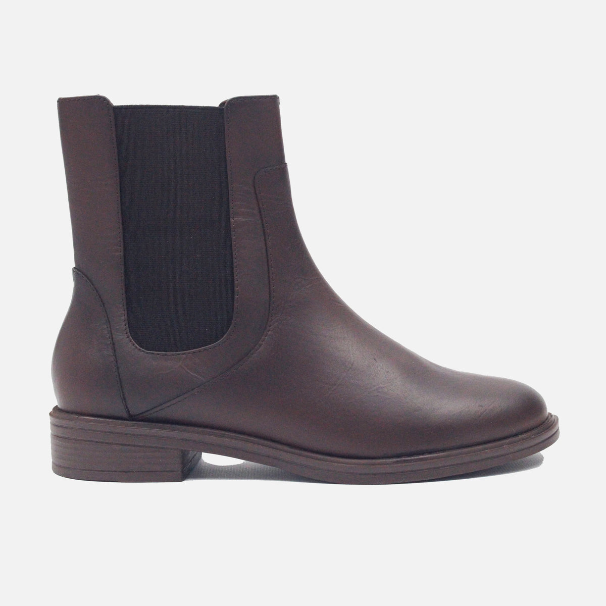 Botin plano scarlett de cuero para mujer - Café