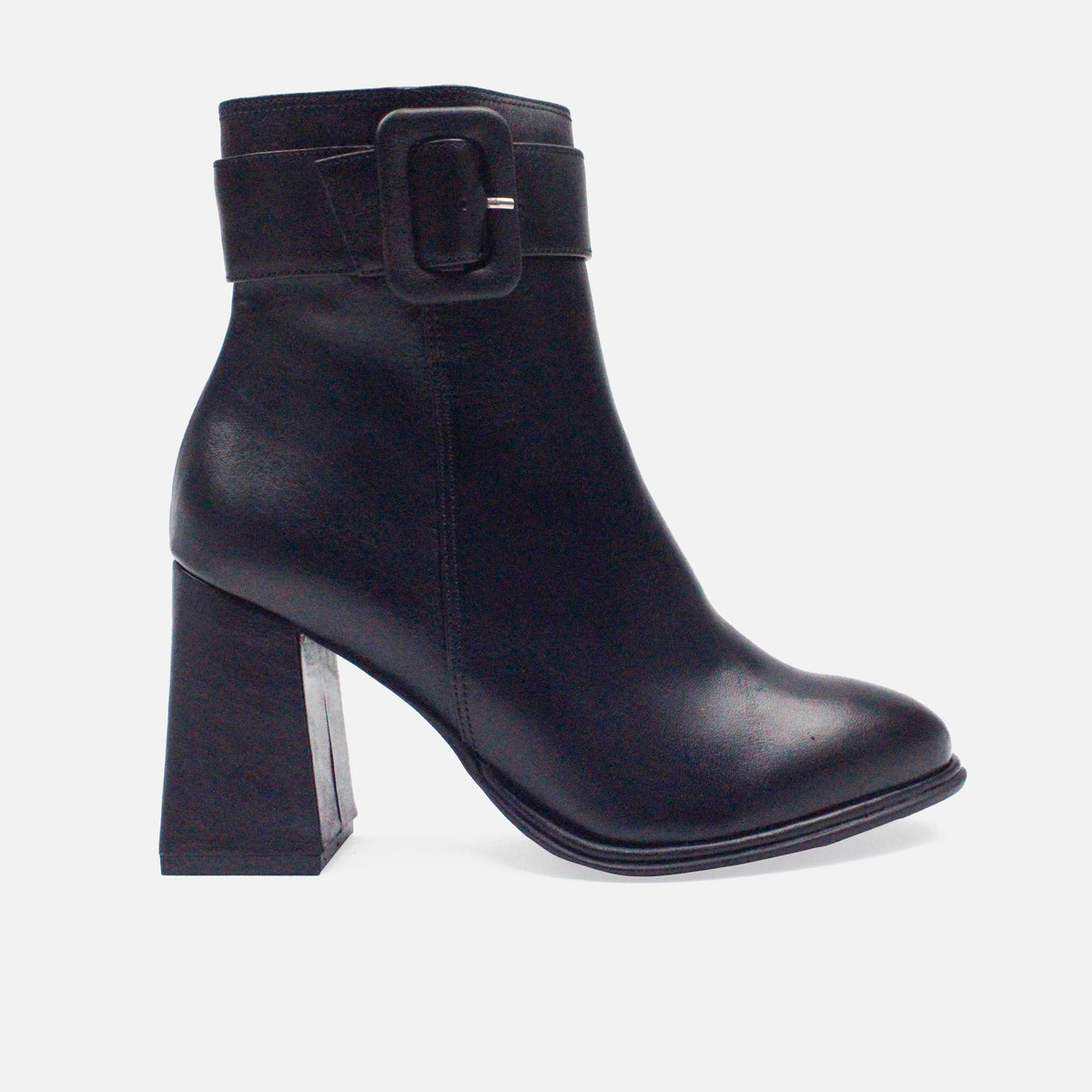 Botin tacon ione de cuero para mujer - Negro