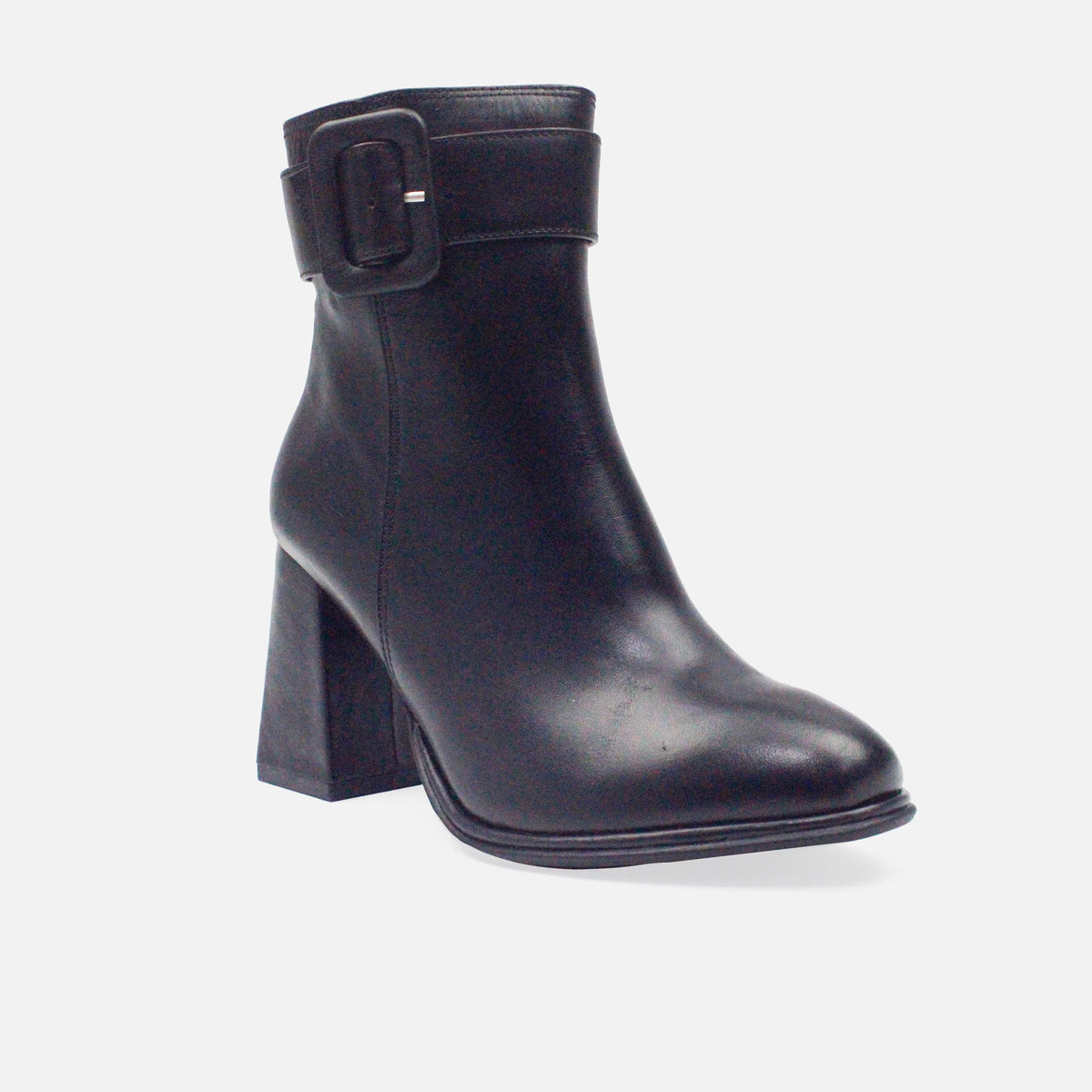 Botin tacon ione de cuero para mujer - Negro