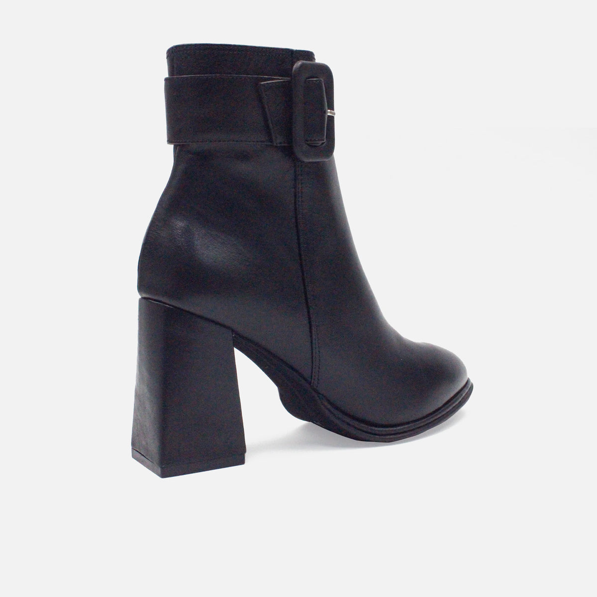 Botin tacon ione de cuero para mujer - Negro