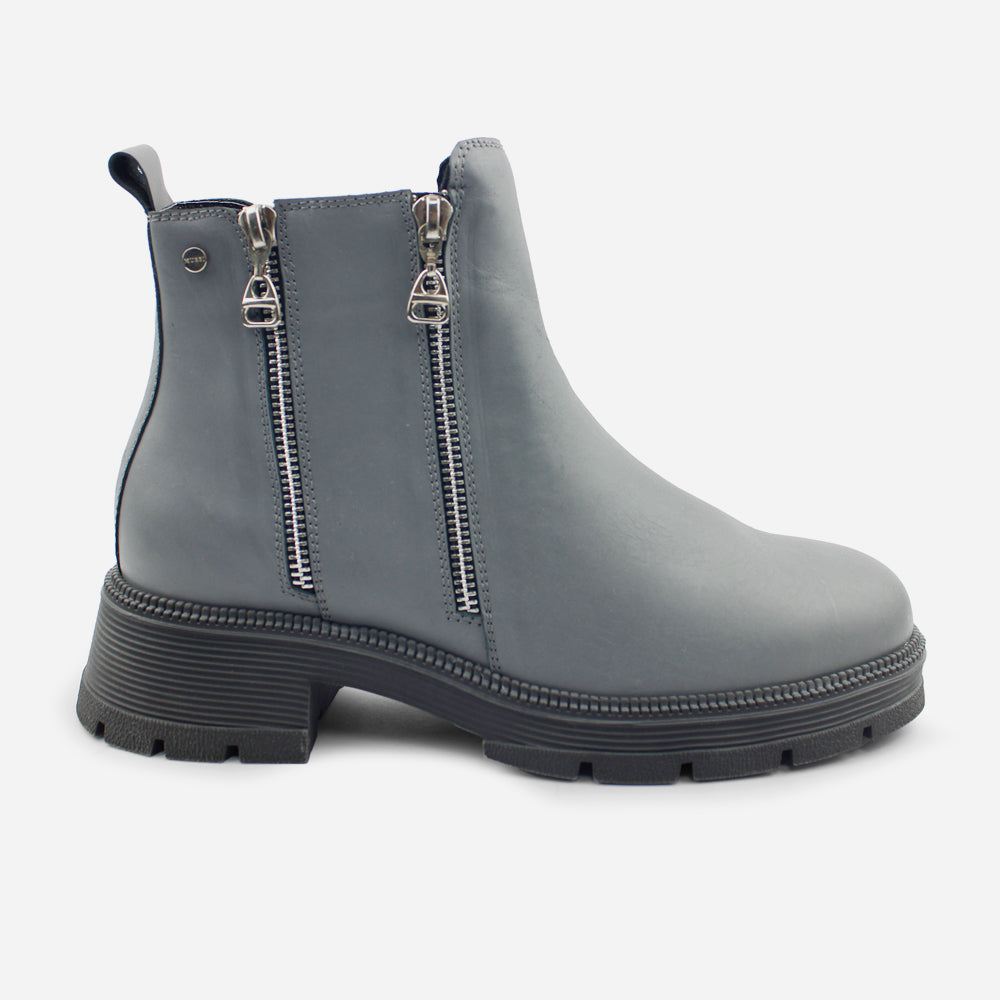 Botin tractorado becca de cuero para mujer - Gris