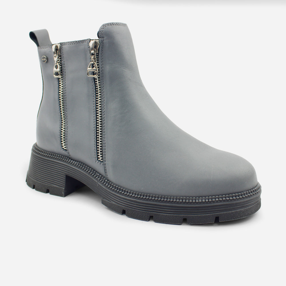 Botin tractorado becca de cuero para mujer - Gris