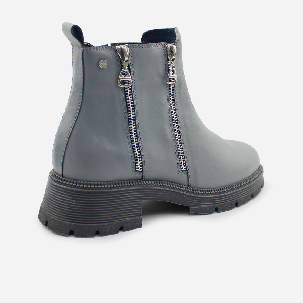 Botin tractorado becca de cuero para mujer - Gris