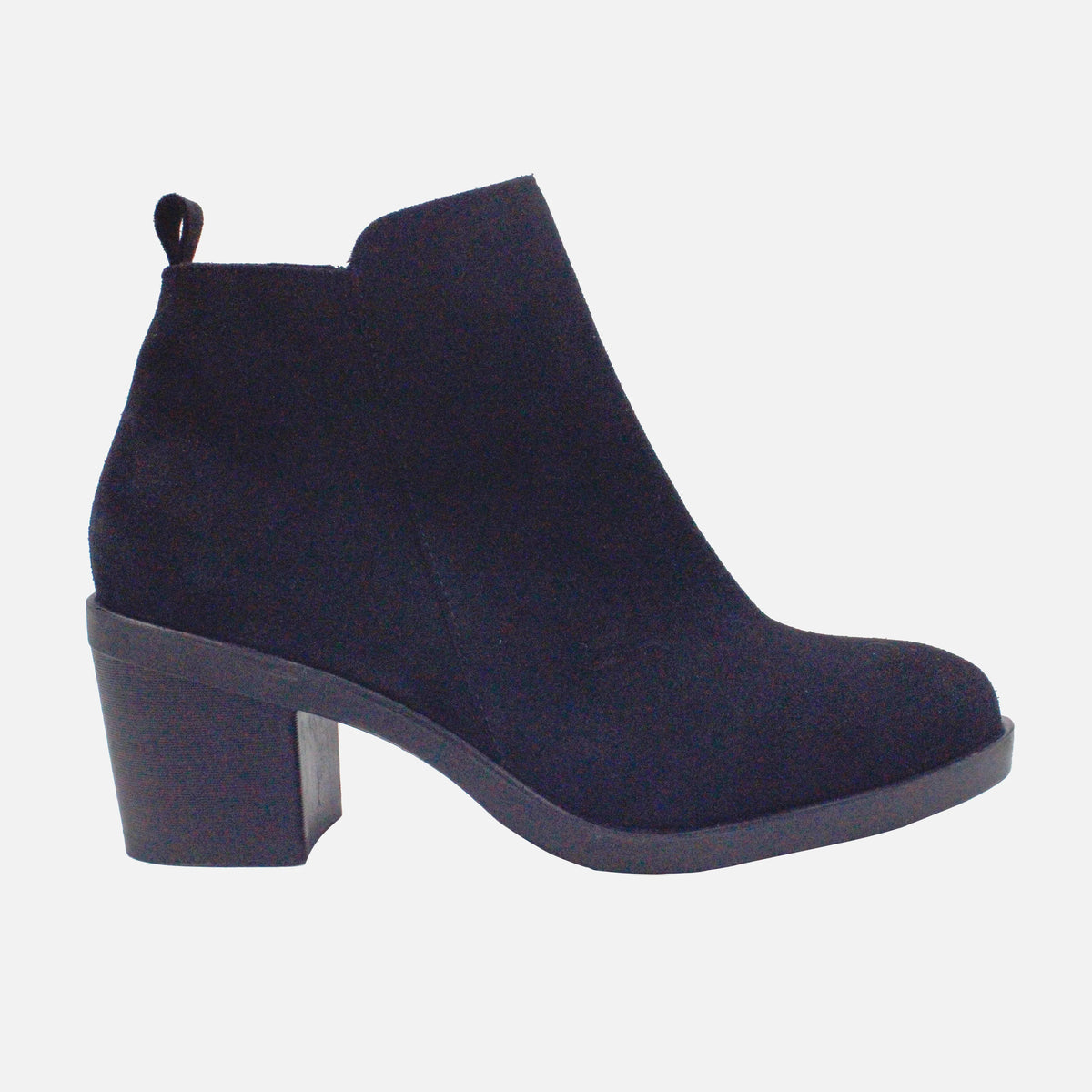 Botin tacon laeticia de cuero carnaza para mujer - Negro