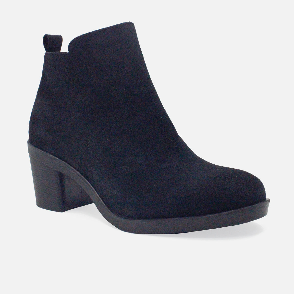 Botin tacon laeticia de cuero carnaza para mujer - Negro