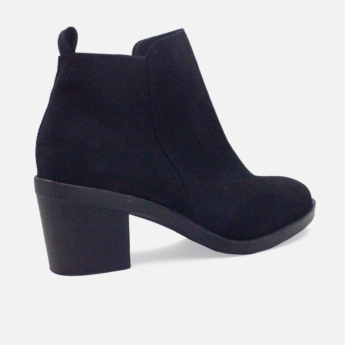 Botin tacon laeticia de cuero carnaza para mujer - Negro