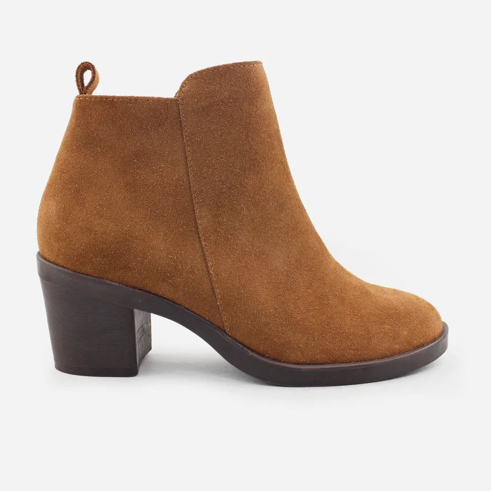 Botin tacon laeticia de cuero para mujer - Miel