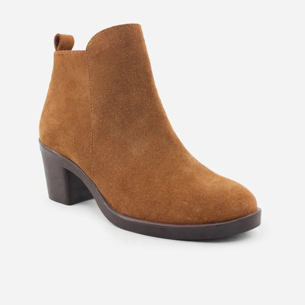 Botin tacon laeticia de cuero para mujer - Miel