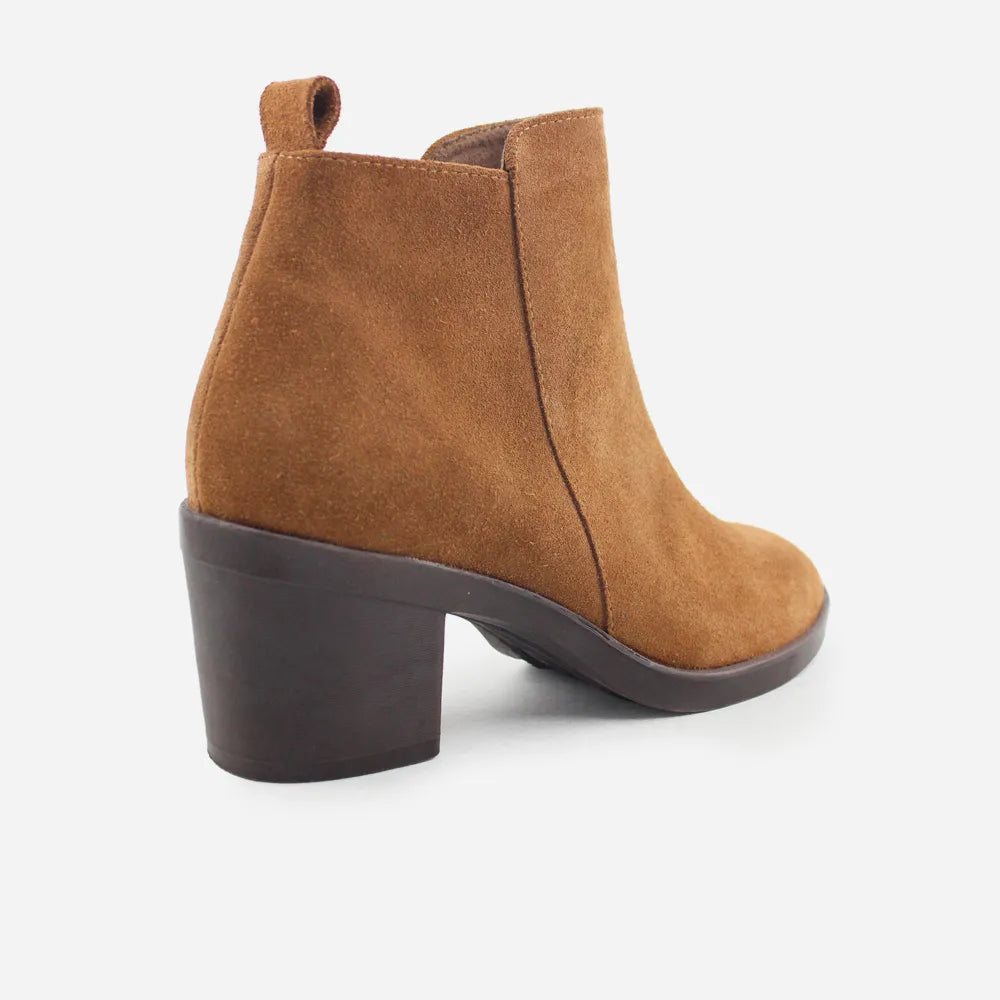 Botin tacon laeticia de cuero para mujer - Miel