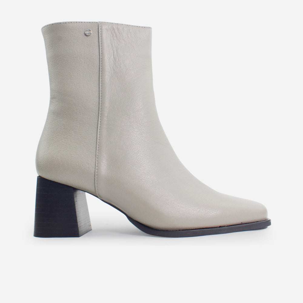 Botin tacon clio de cuero para mujer - Gris