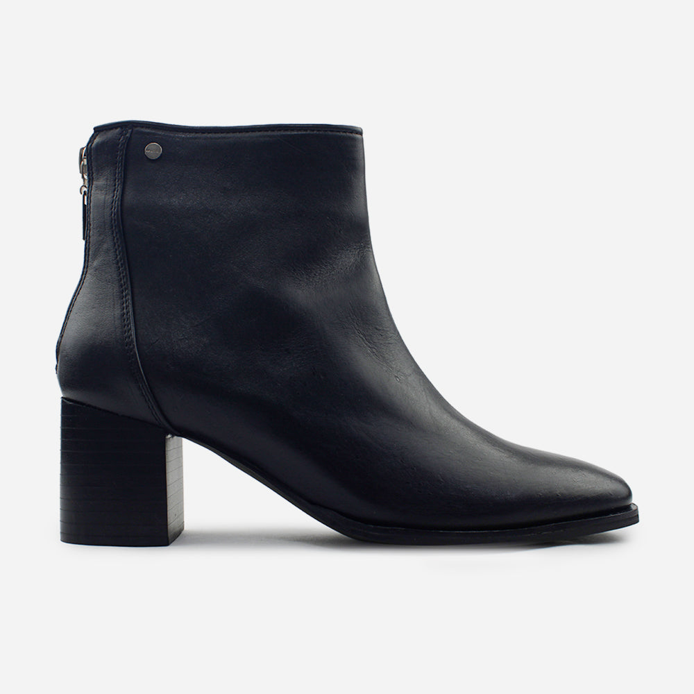 Botin tacon mila de cuero para mujer - Negro