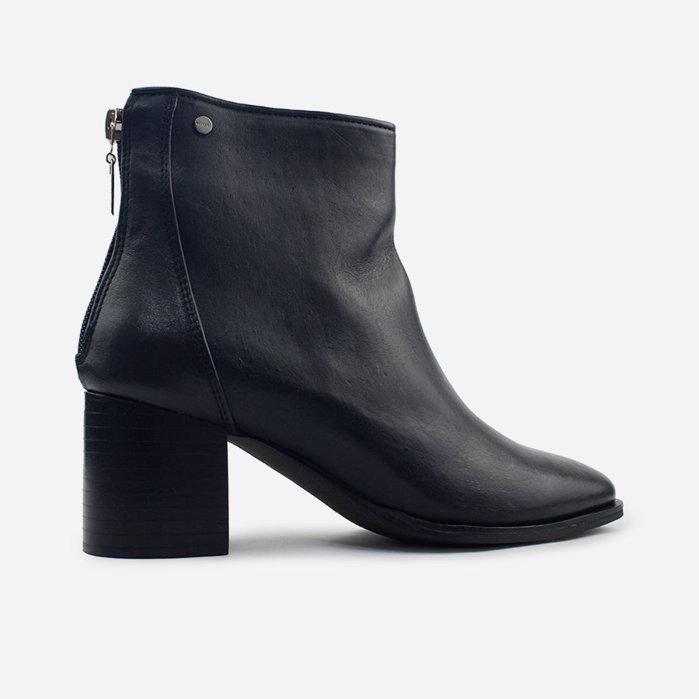 Botin tacon mila de cuero para mujer - Negro