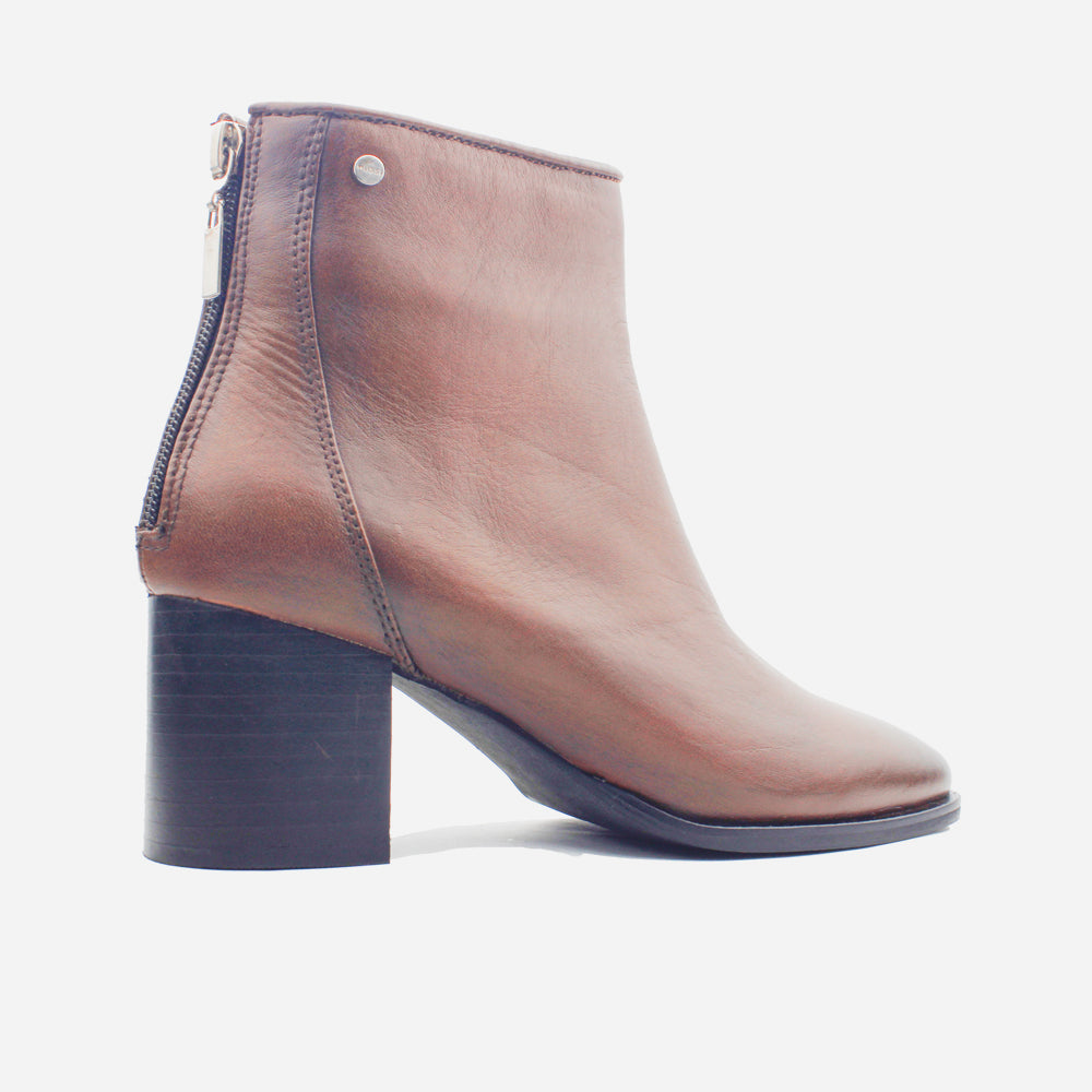 Botin tacon mila de cuero para mujer - Miel