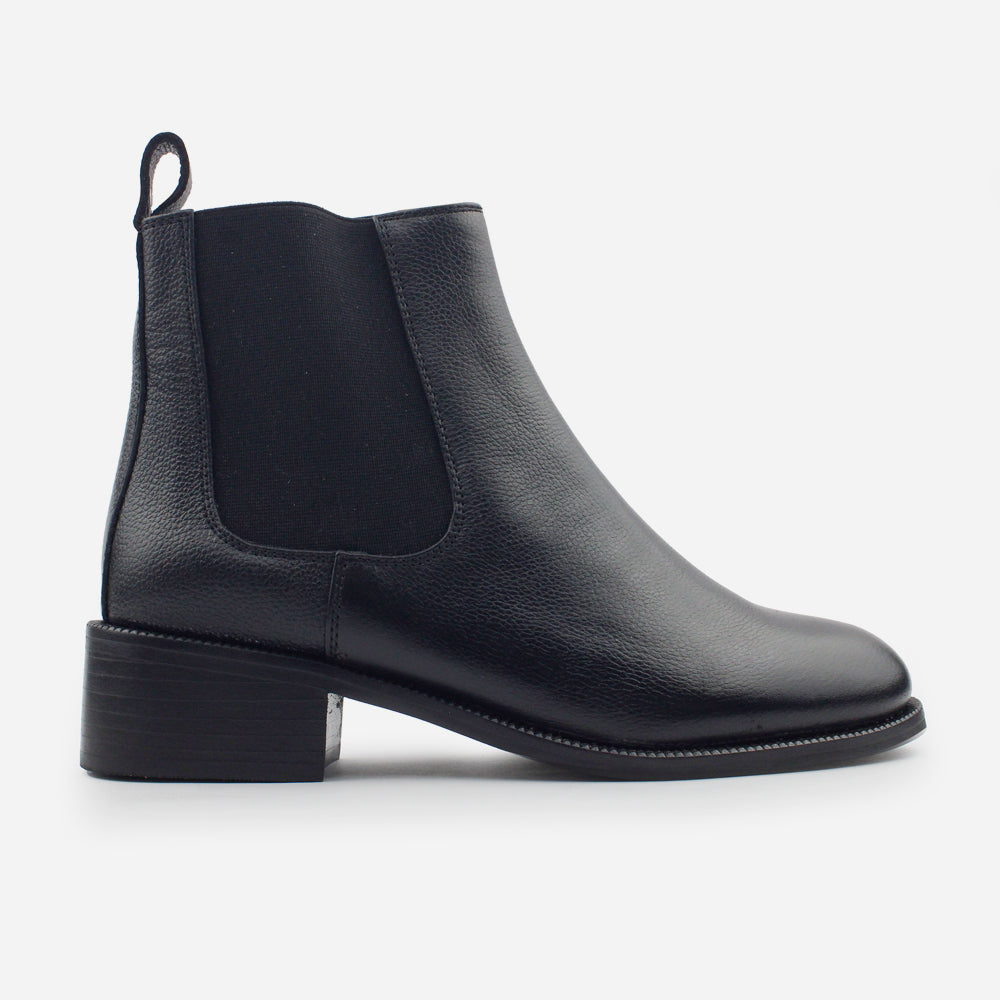 Botin tacon isabella de cuero para mujer - Negro