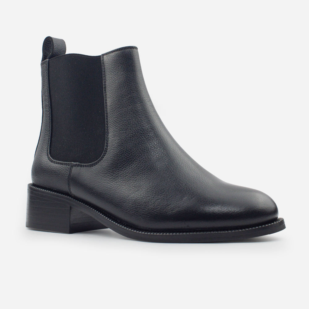 Botin tacon isabella de cuero para mujer - Negro