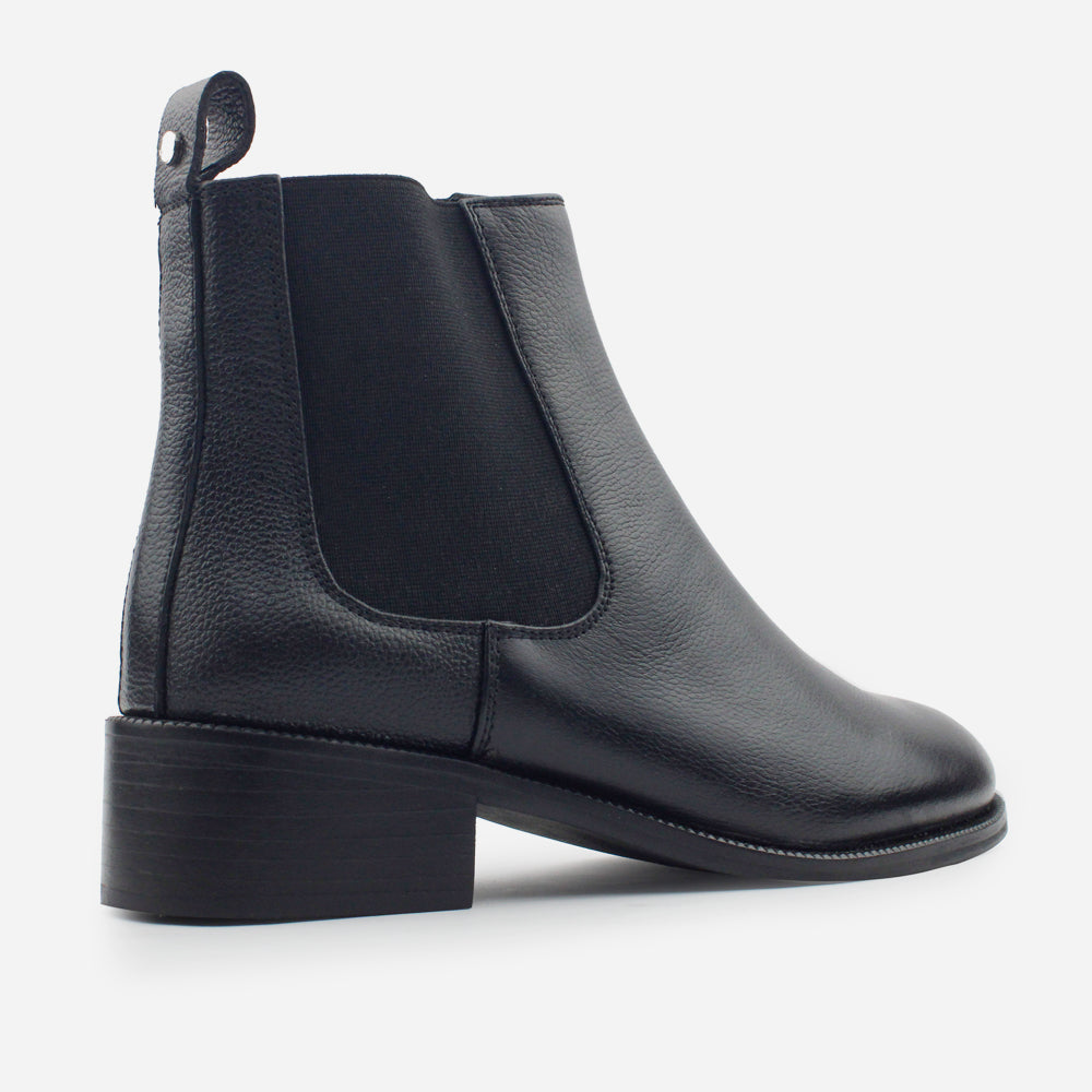 Botin tacon isabella de cuero para mujer - Negro