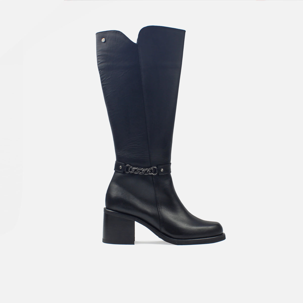 Bota tacon orsola de cuero para mujer - Negro